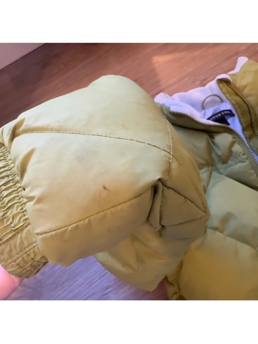 Lands’ End Girls Down Puffer Jacket Green Quilted Coat Size M 10-12